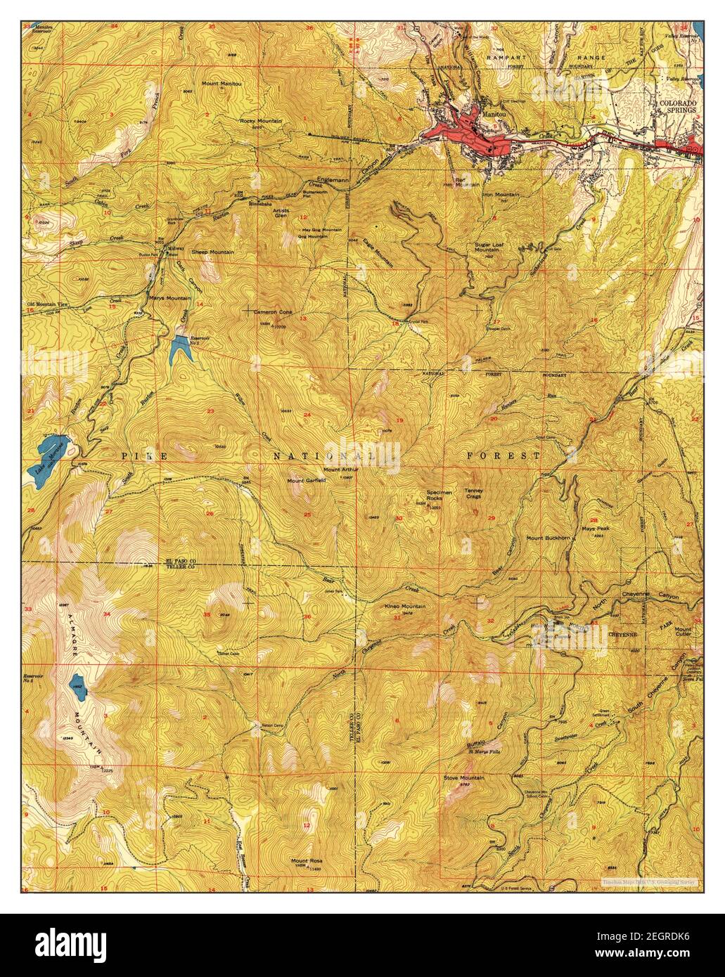 Manitou, Colorado, map 1950, 1:24000, United States of America by Timeless Maps, data U.S. Geological Survey Stock Photo