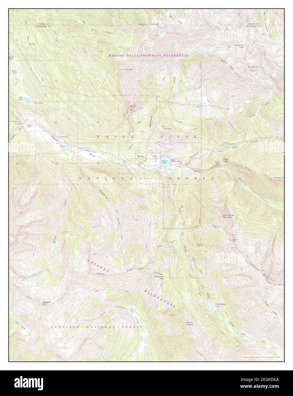 Marble, Colorado, map 1960, 124000, United States of America by