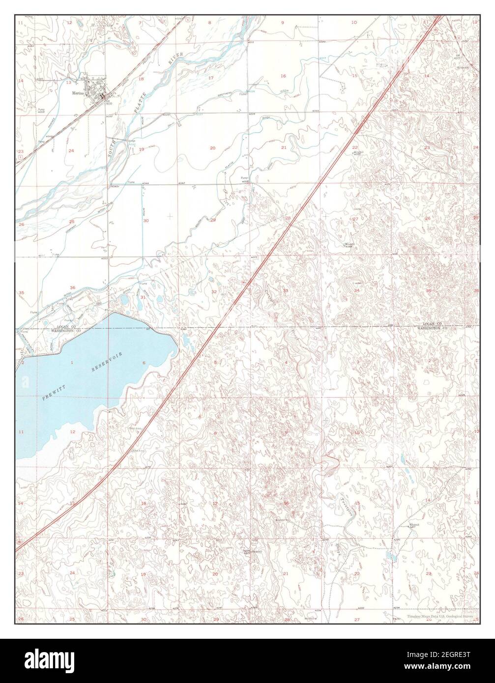 Merino, Colorado, map 1951, 124000, United States of America by
