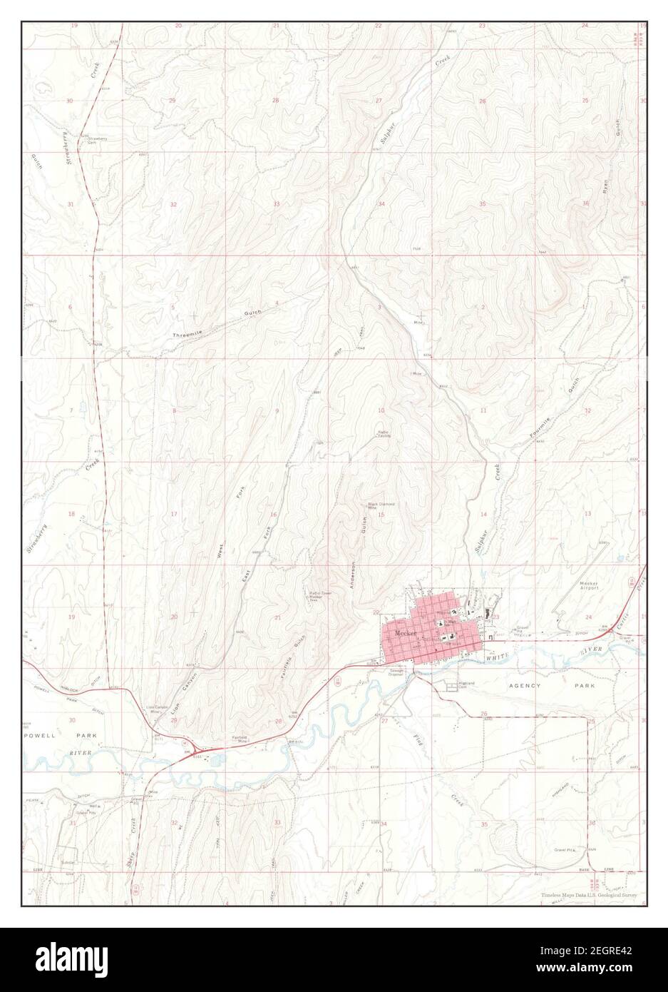 Meeker, Colorado, map 1966, 124000, United States of America by