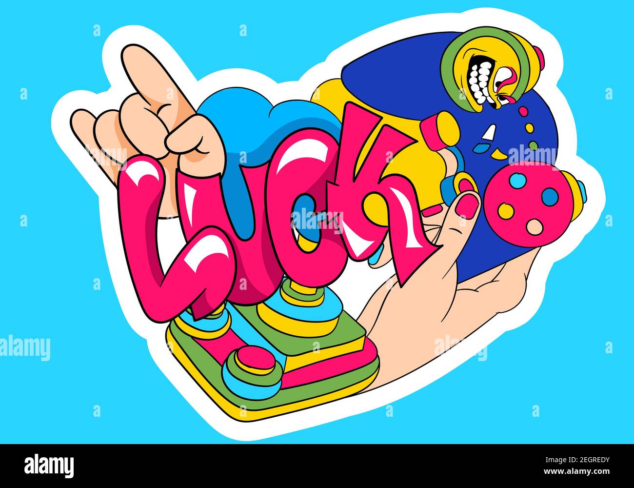 Graffiti gamepad illustration. Cartoon joystick Stock Vector