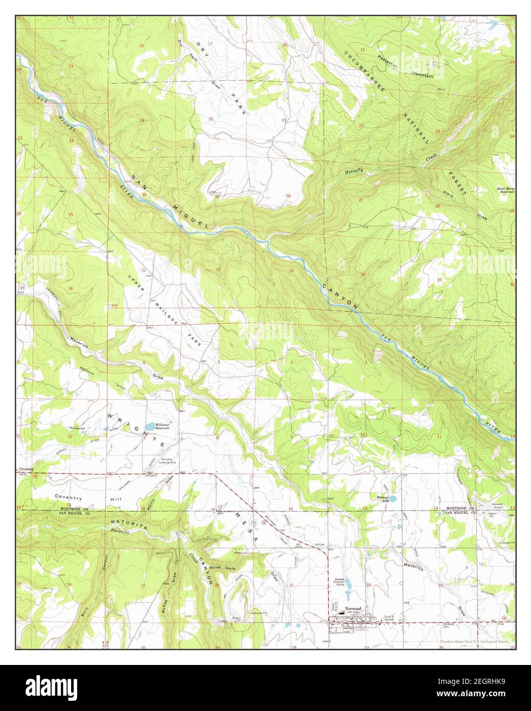 Norwood, Colorado, map 1964, 124000, United States of America by