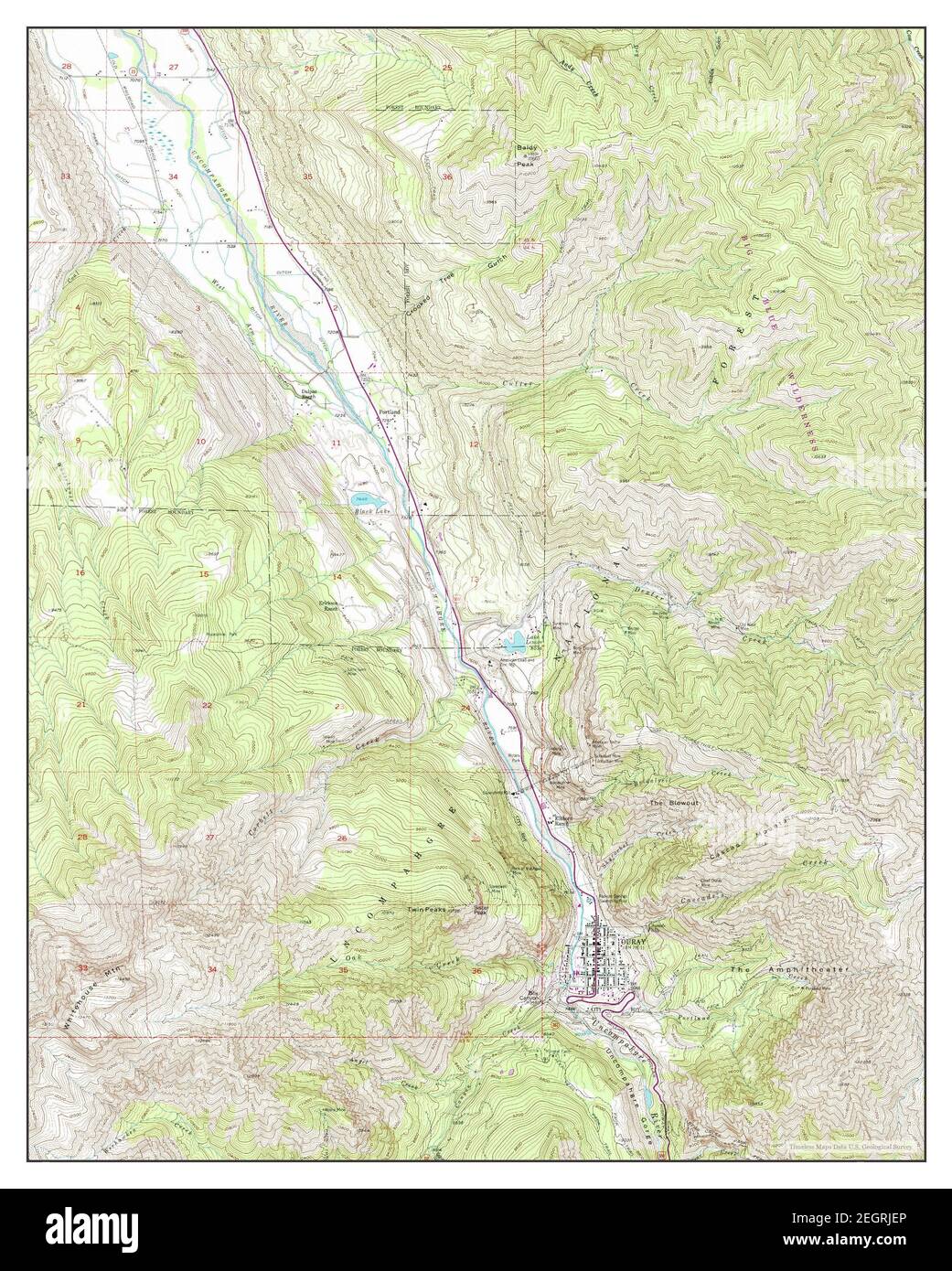 Ouray, Colorado, map 1955, 124000, United States of America by