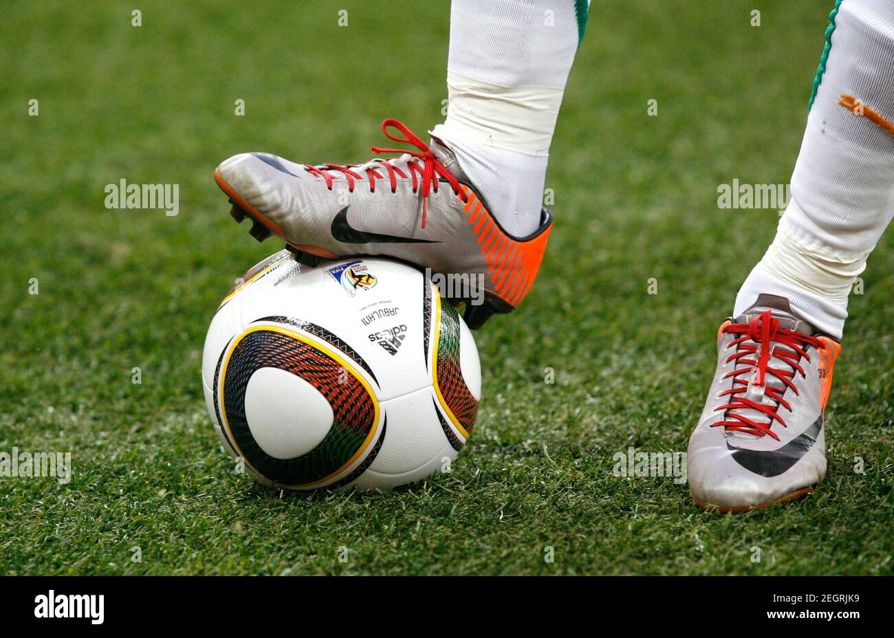 Football - North Korea v Ivory Coast FIFA World Cup South Africa 2010 -  Group G - Mbombela Stadium, Nelspruit, South Africa - 25/6/10 Close up of  players foot on the adidas