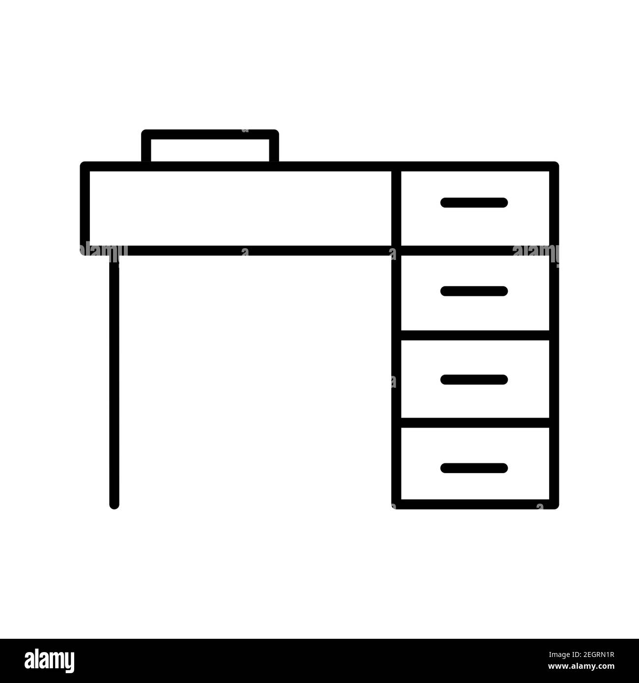 Illustration of office desk line vector icon isolated on white ...