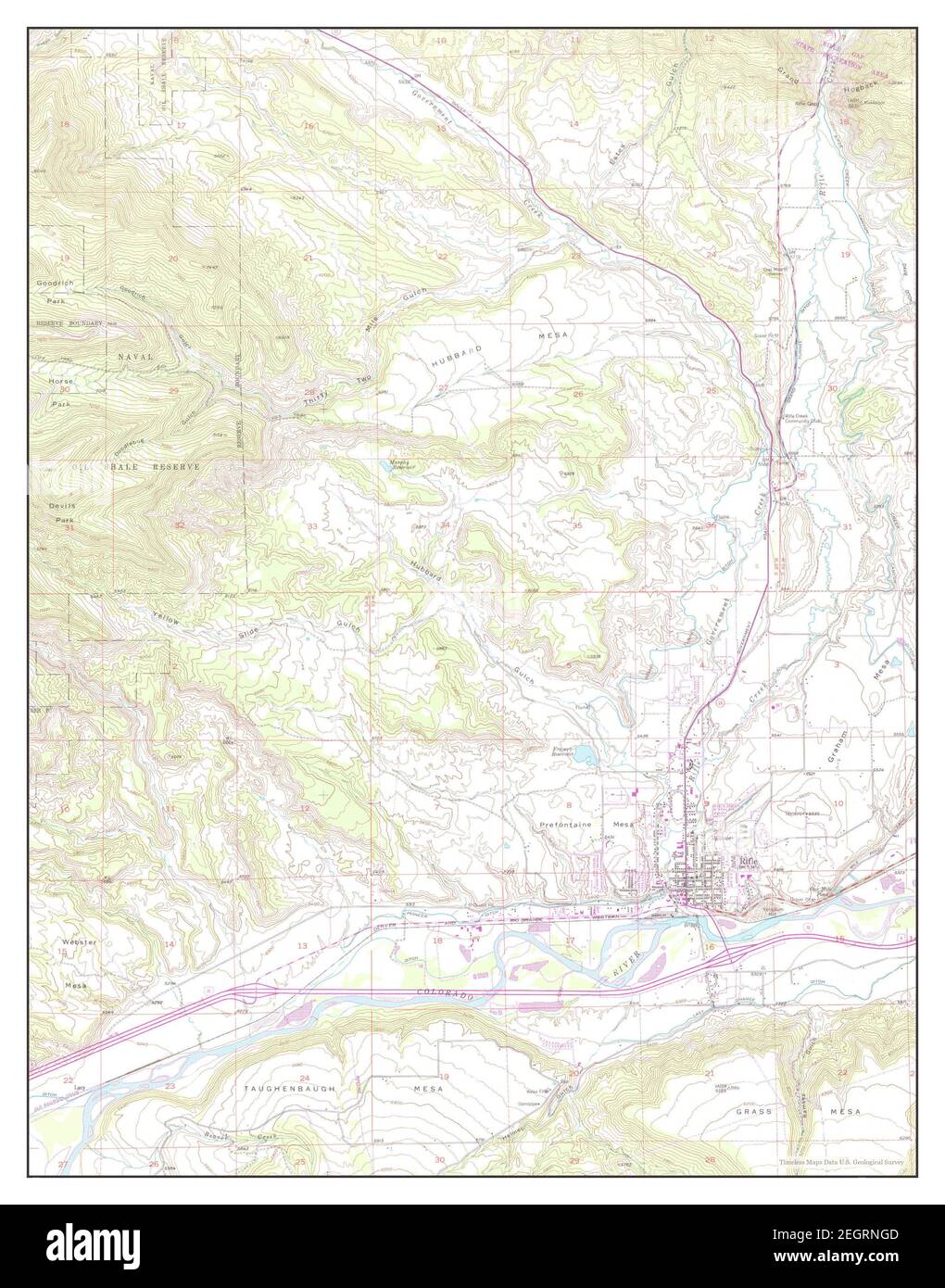 Rifle, Colorado, map 1952, 124000, United States of America by