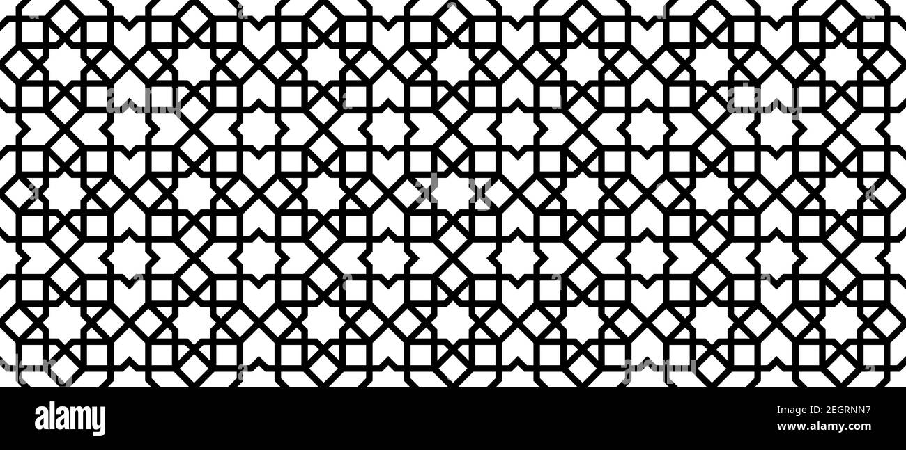 Geometric Islamic Seamless Pattern for decoration greeting card or interior based on a tenfold traditional rosette. Vector Illustration. Stock Vector