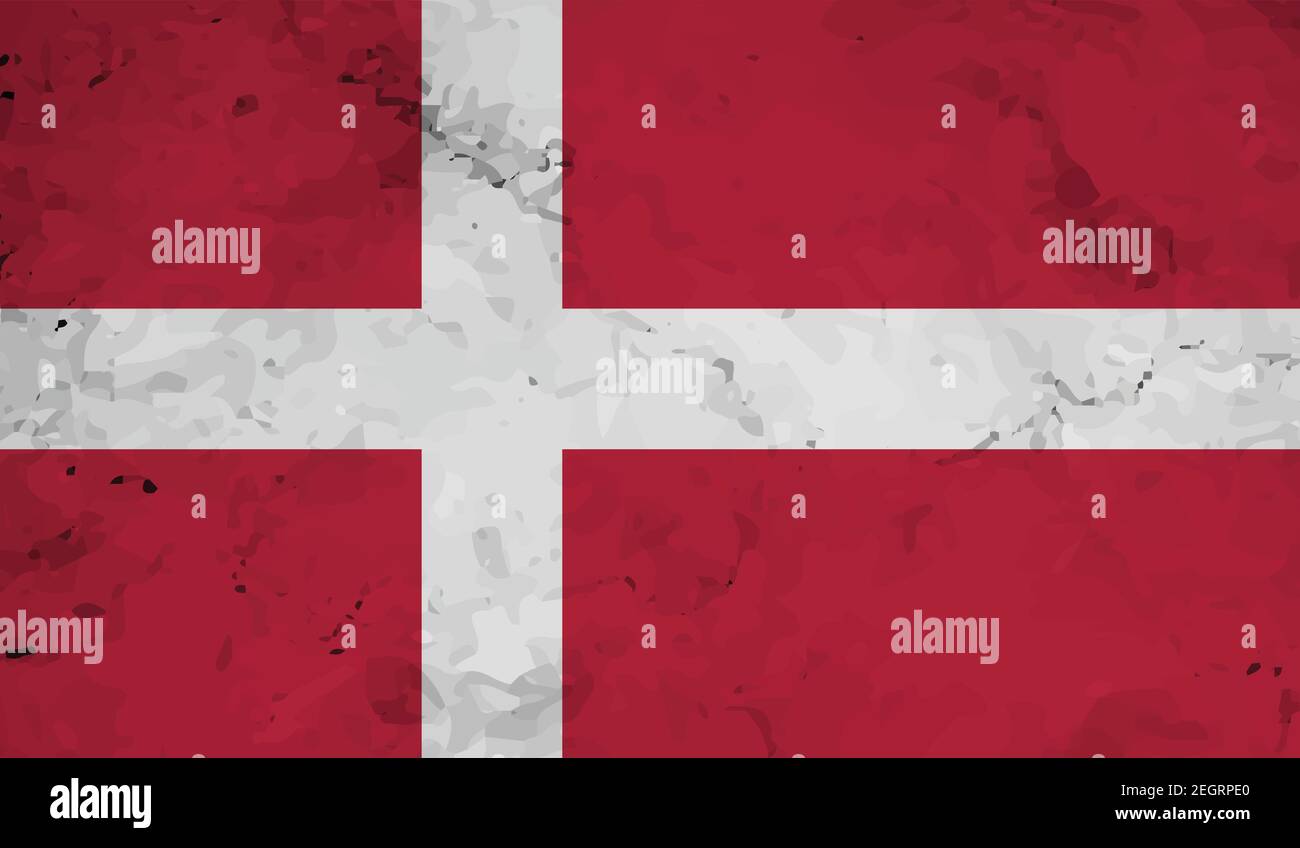 Denmark flag with waving grunge texture. Vector background Stock Vector ...