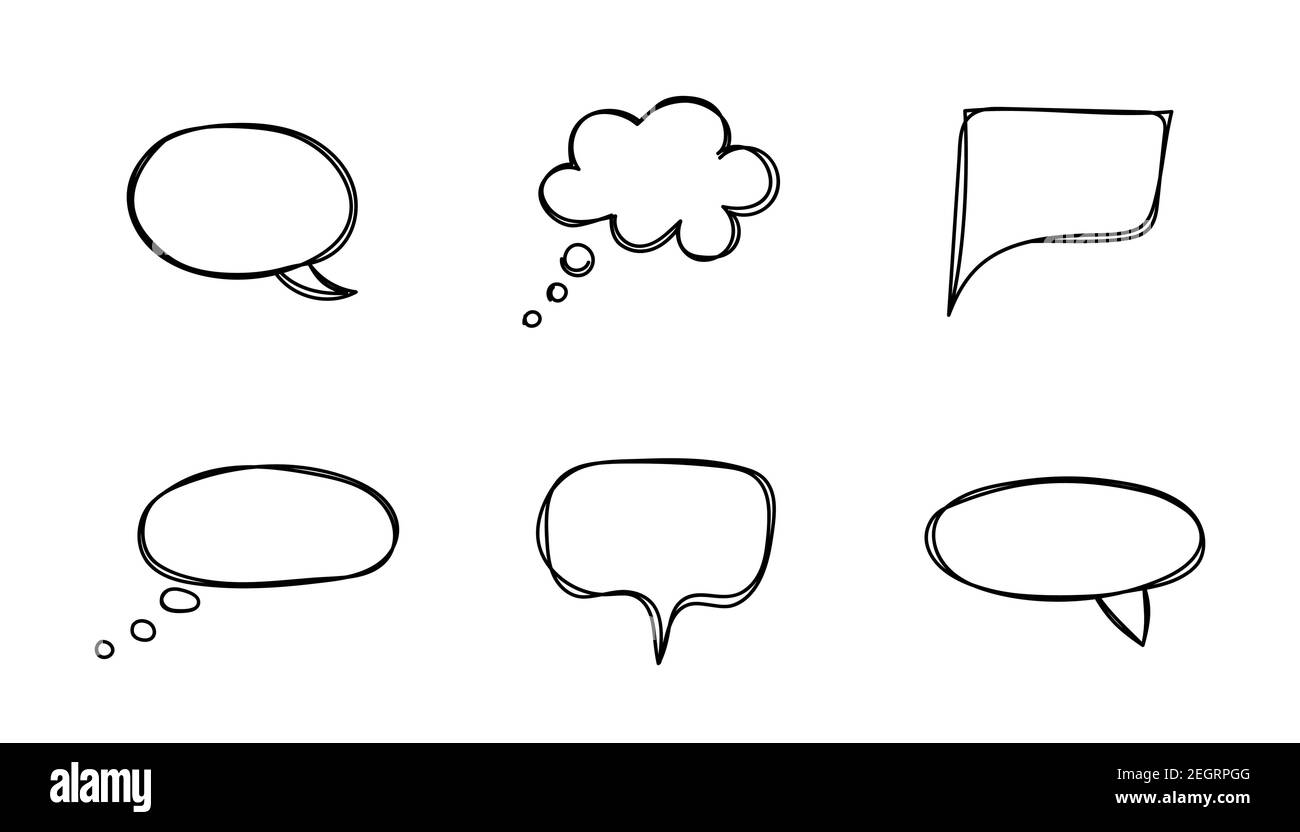Set of hand drawn speech bubbles isolated on white background.Vector ...
