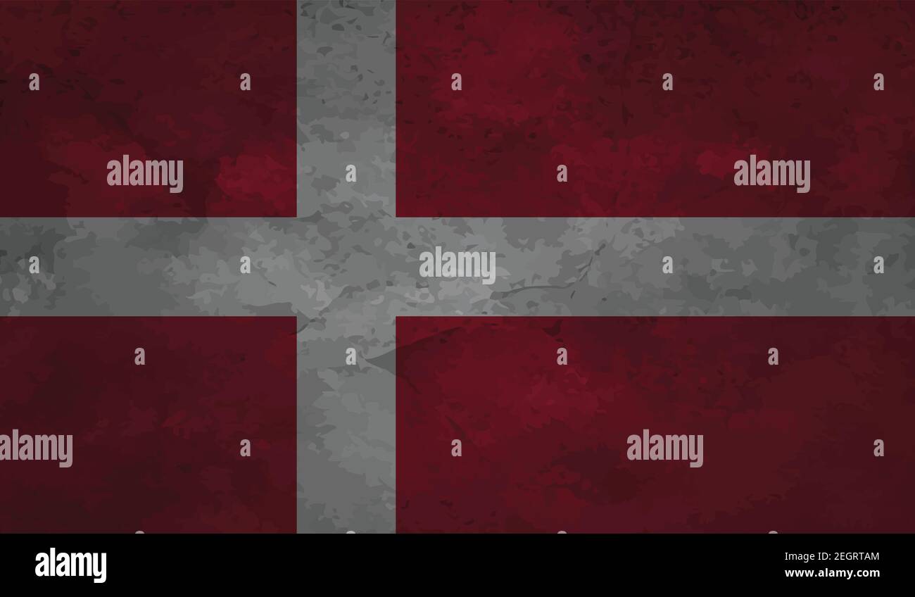 Denmark flag with waving grunge texture. Vector background Stock Vector ...