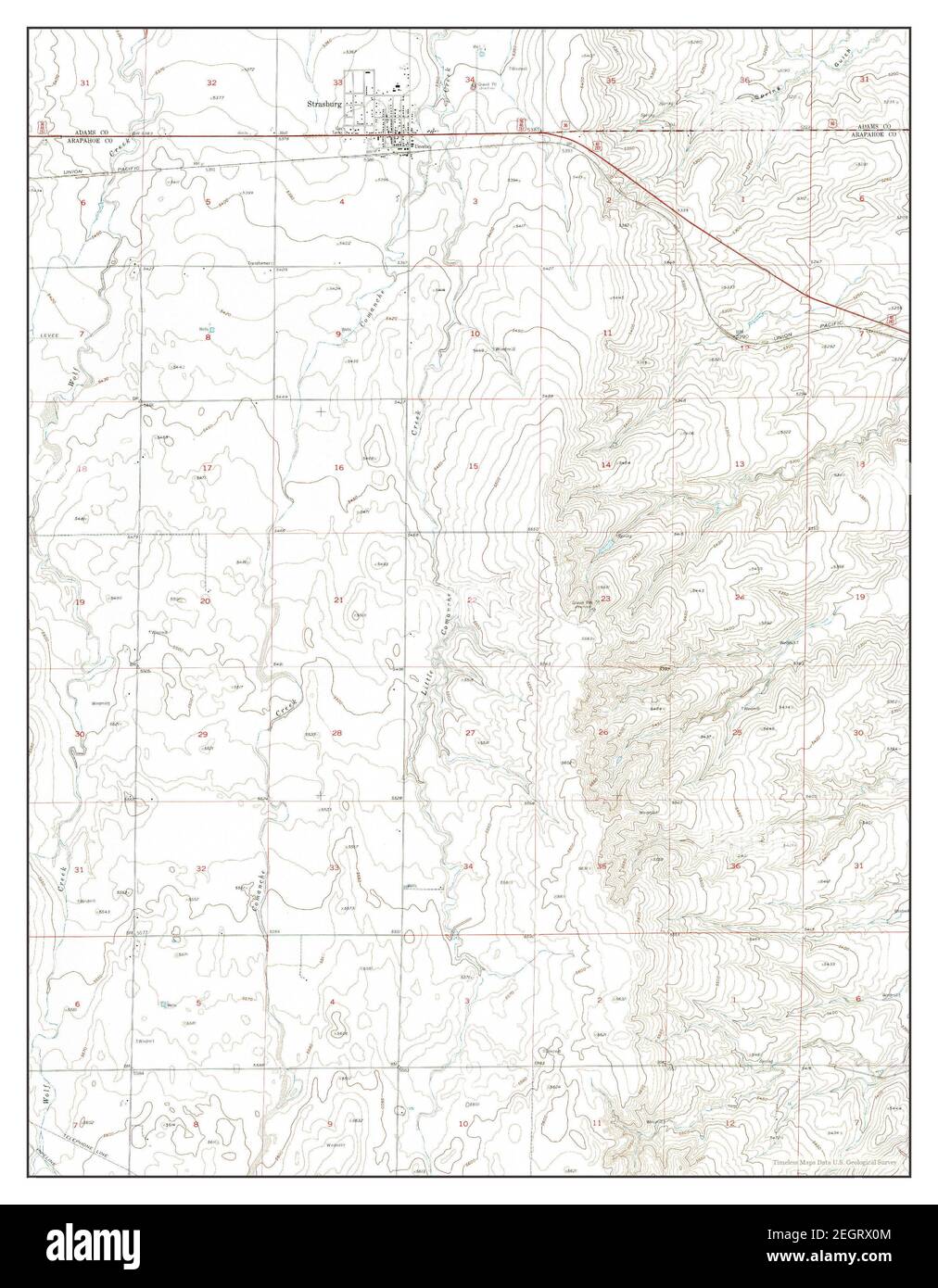 Strasburg, Colorado, map 1955, 124000, United States of America by