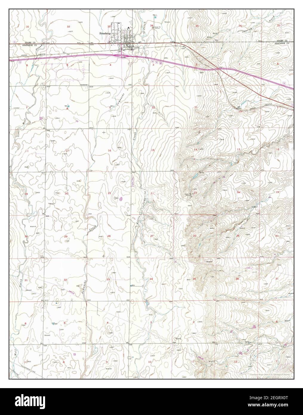 Strasburg, Colorado, map 1955, 124000, United States of America by