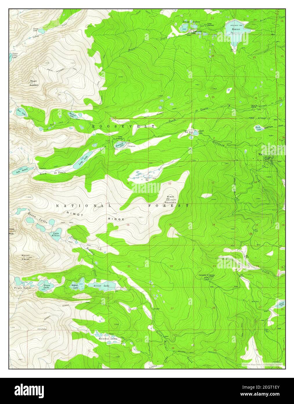 Ward, Colorado, map 1957, 124000, United States of America by Timeless