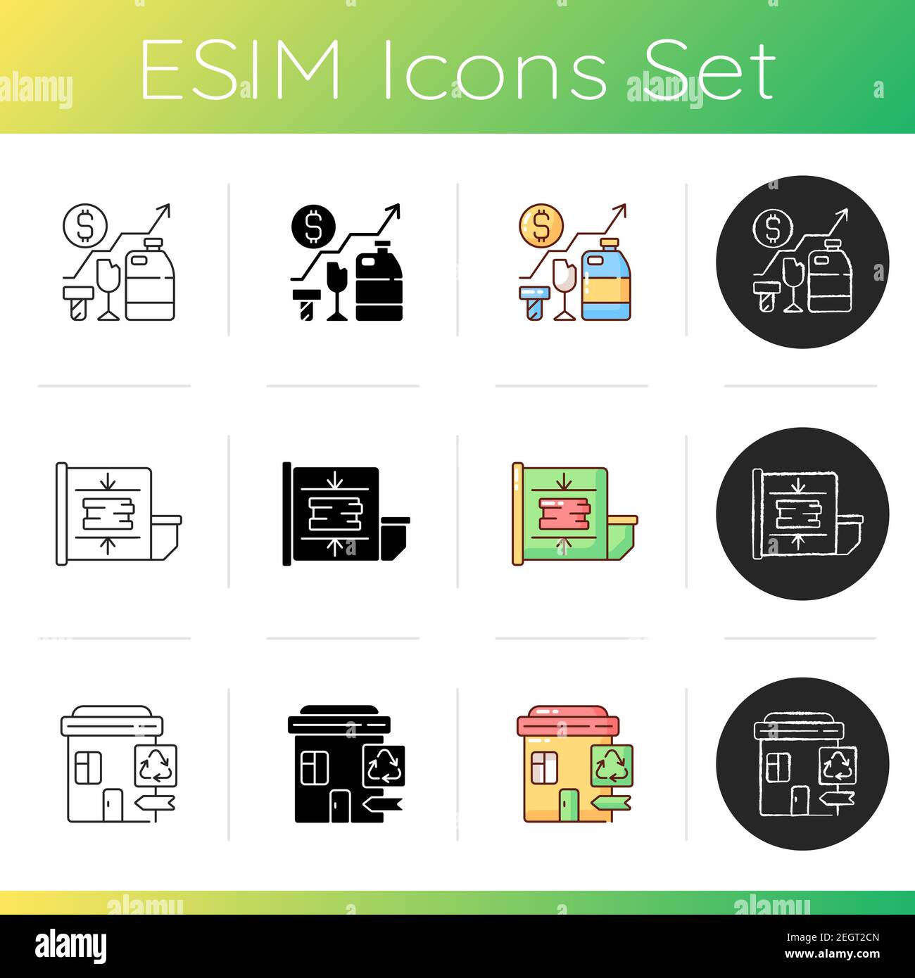 Trash removal icons set Stock Vector