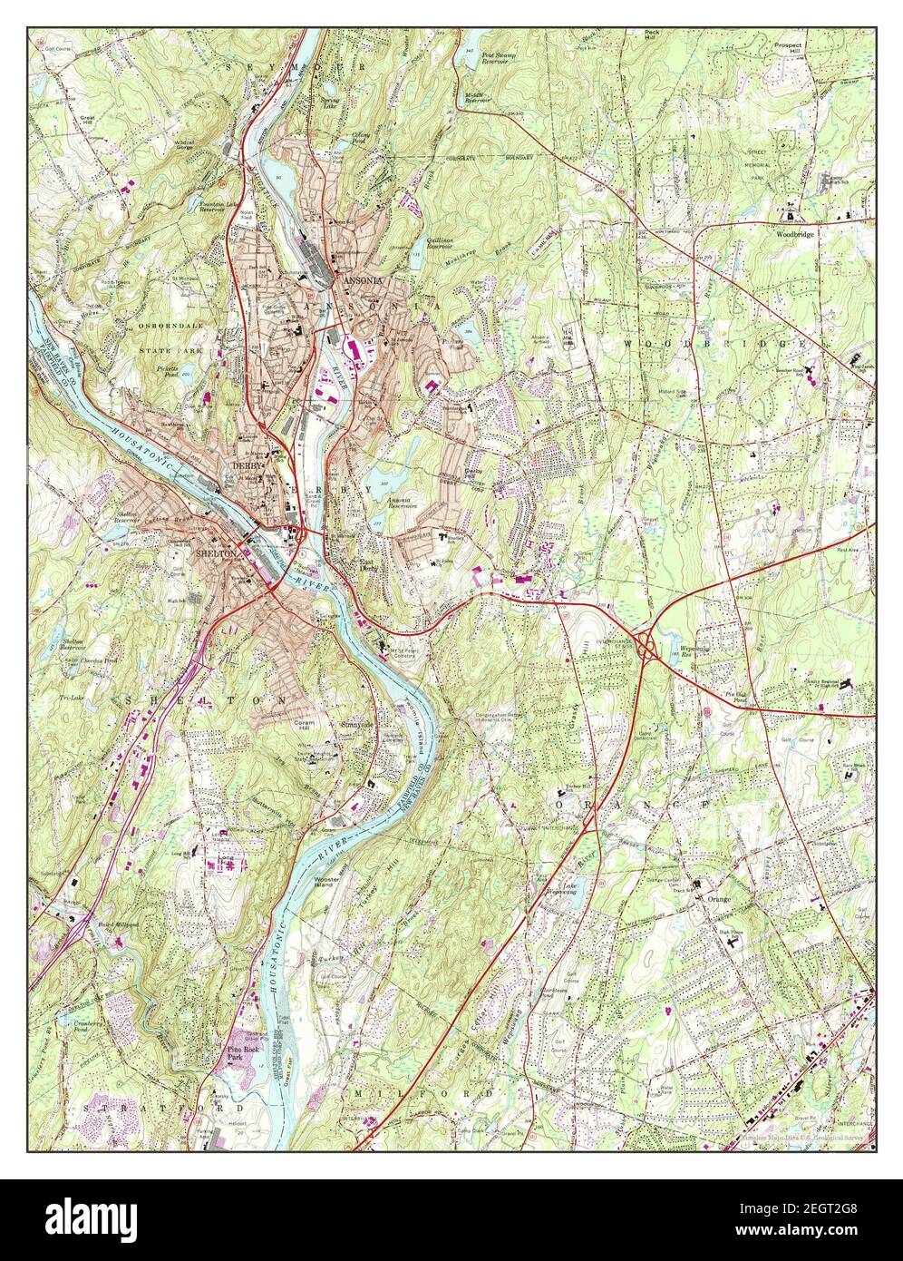 Ansonia, Connecticut, map 1964, 124000, United States of America by