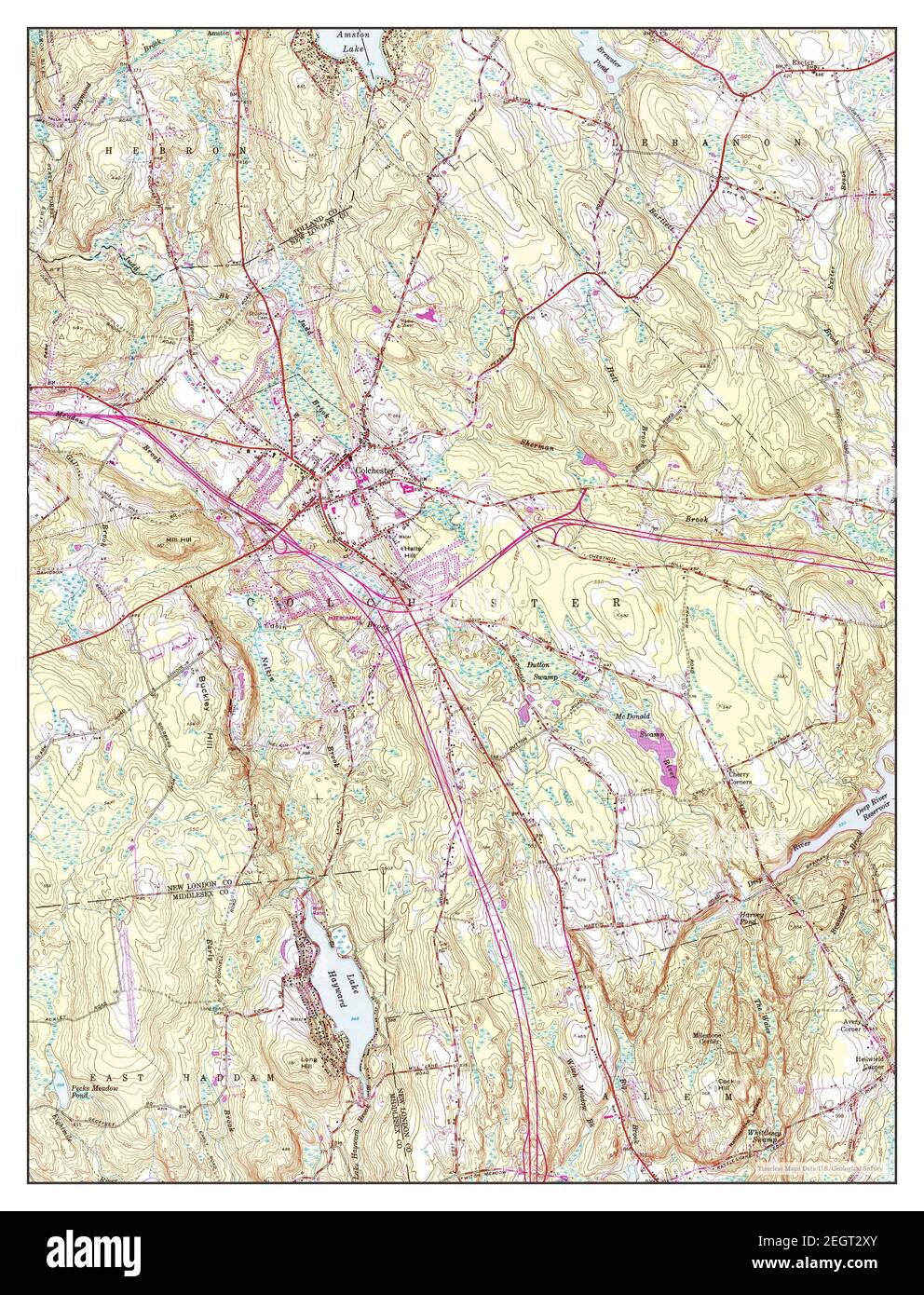 Colchester, Connecticut, map 1953, 1:24000, United States of America by Timeless Maps, data U.S. Geological Survey Stock Photo