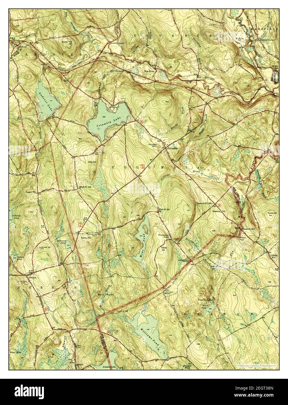 Columbia, Connecticut, map 1944, 131680, United States of America by