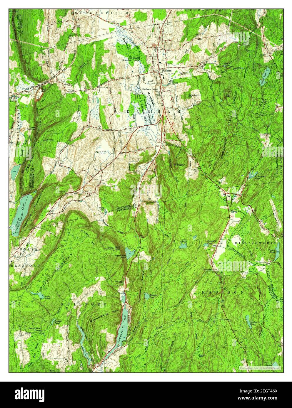 Durham, Connecticut, map 1953, 124000, United States of America by