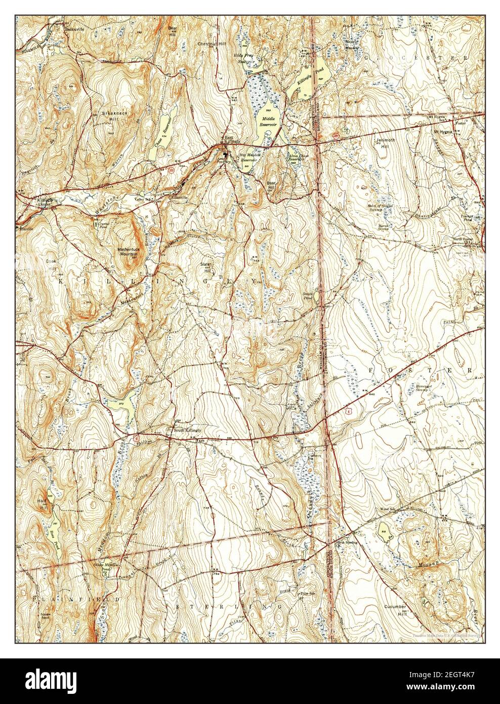 East Killingly, Connecticut, map 1945, 131680, United States of
