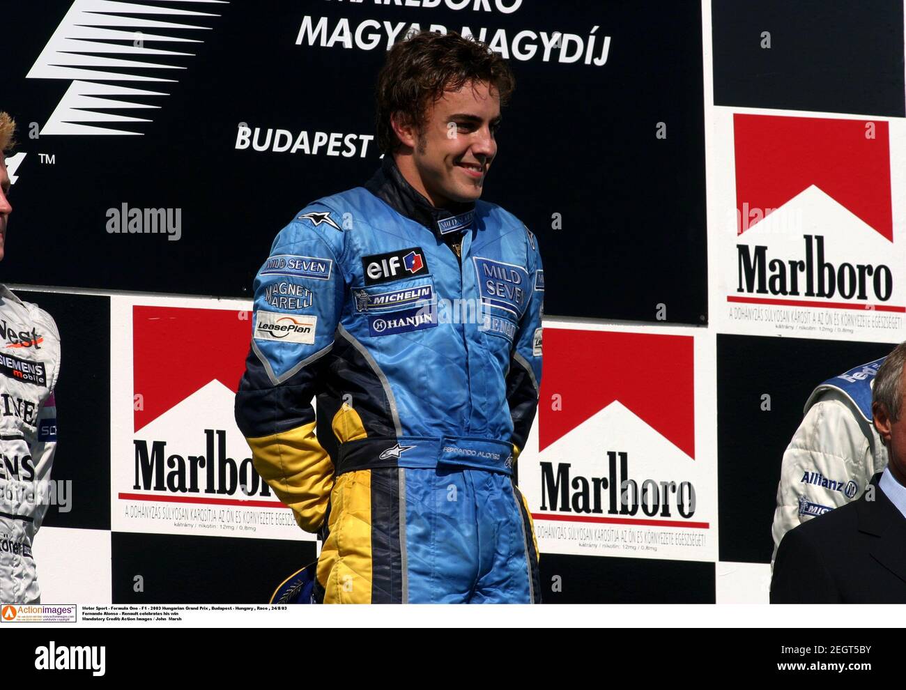 Motor Sport Formula One F1 03 Hungarian Grand Prix Budapest Hungary Race 24 8 03 Fernando Alonso Renault Celebrates His Win Mandatory Credit Action Images John Marsh Stock Photo Alamy Motor Sport Formula One F1 03 Hungarian Grand Prix Budapest Hungary Race 24 8 03 Fernando Alonso Renault Celebrates His Win Mandatory Credit Action Images John Marsh Stock Photo Alamy