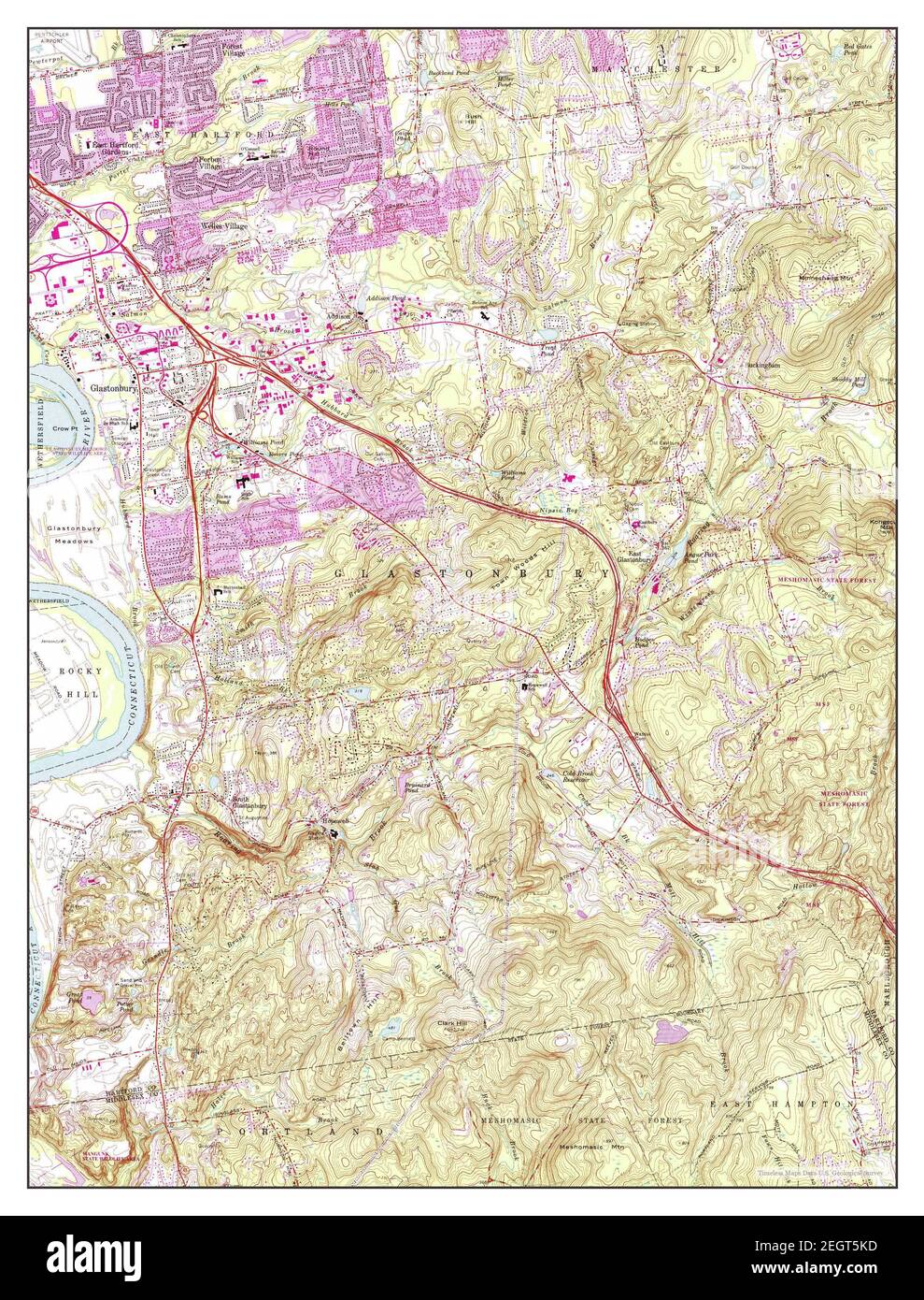 Glastonbury, Connecticut, map 1964, 124000, United States of America