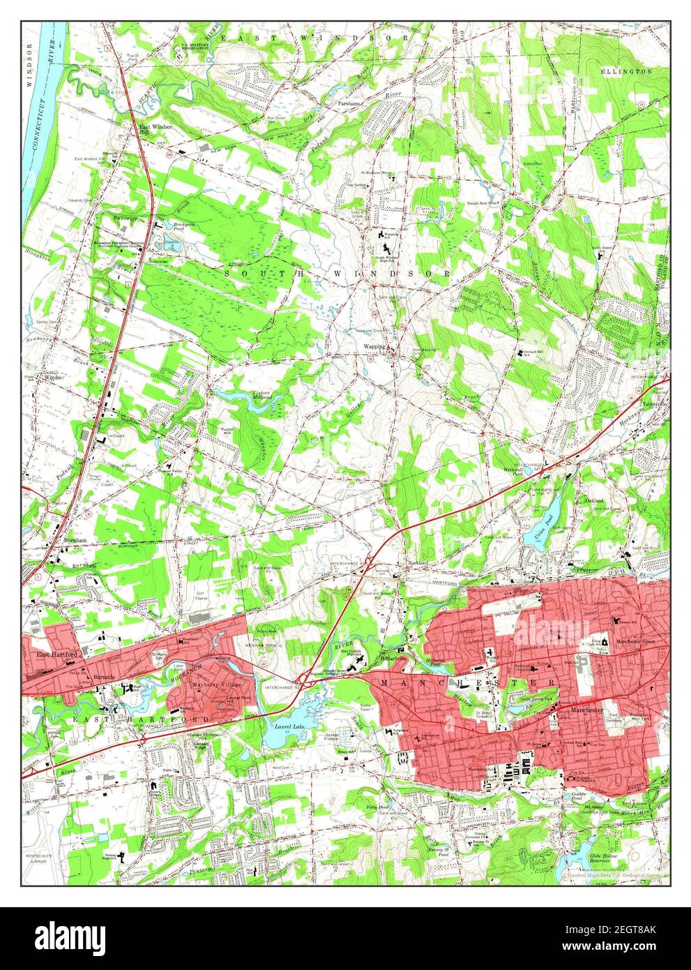 Manchester, Connecticut, map 1963, 124000, United States of America by