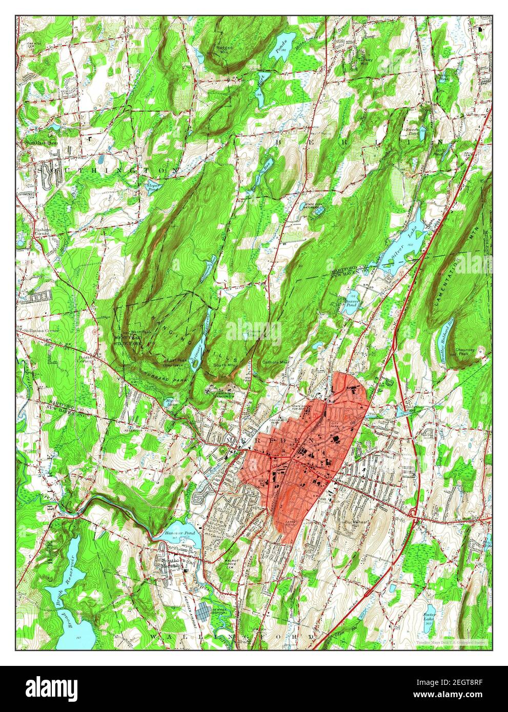 Meriden, Connecticut, map 1955, 124000, United States of America by