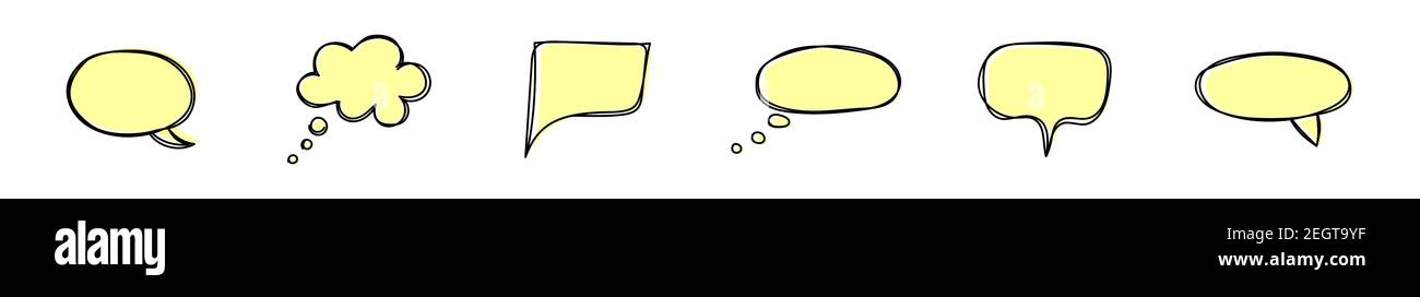 Set of hand drawn speech bubbles isolated on white background.Vector ...