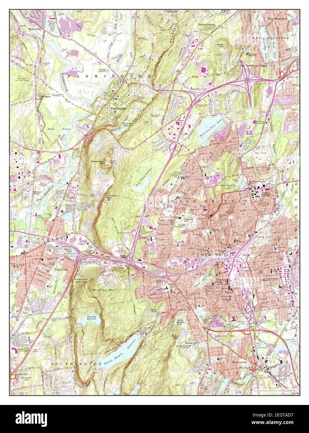 New Britain, Connecticut, map 1966, 124000, United States of America