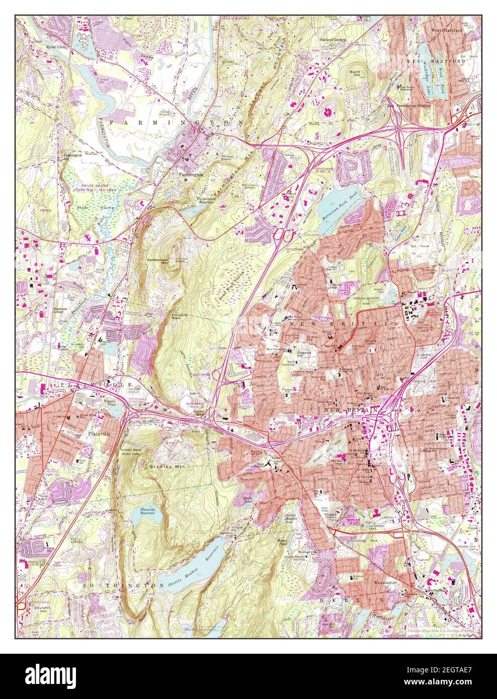 New Britain, Connecticut, map 1966, 124000, United States of America