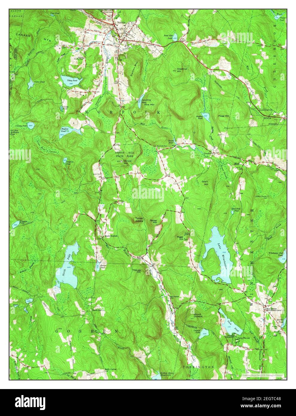 Norfolk, Connecticut, map 1956, 124000, United States of America by