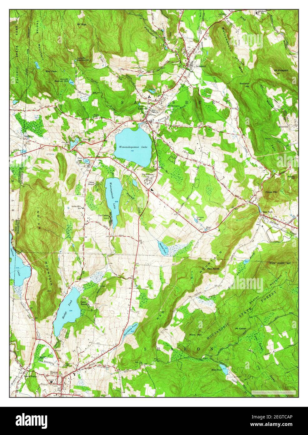 Sharon, Connecticut, map 1956, 124000, United States of America by