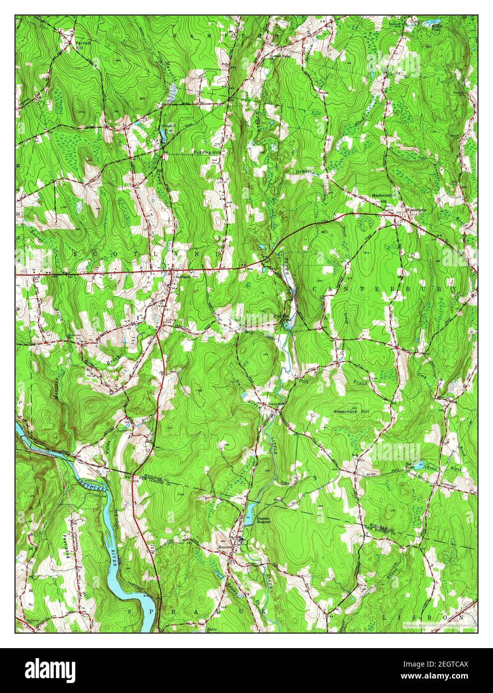 Scotland, Connecticut, map 1953, 124000, United States of America by