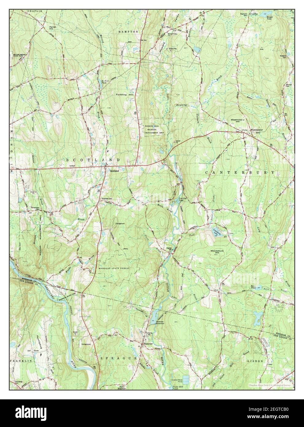 Scotland, Connecticut, map 1983, 124000, United States of America by