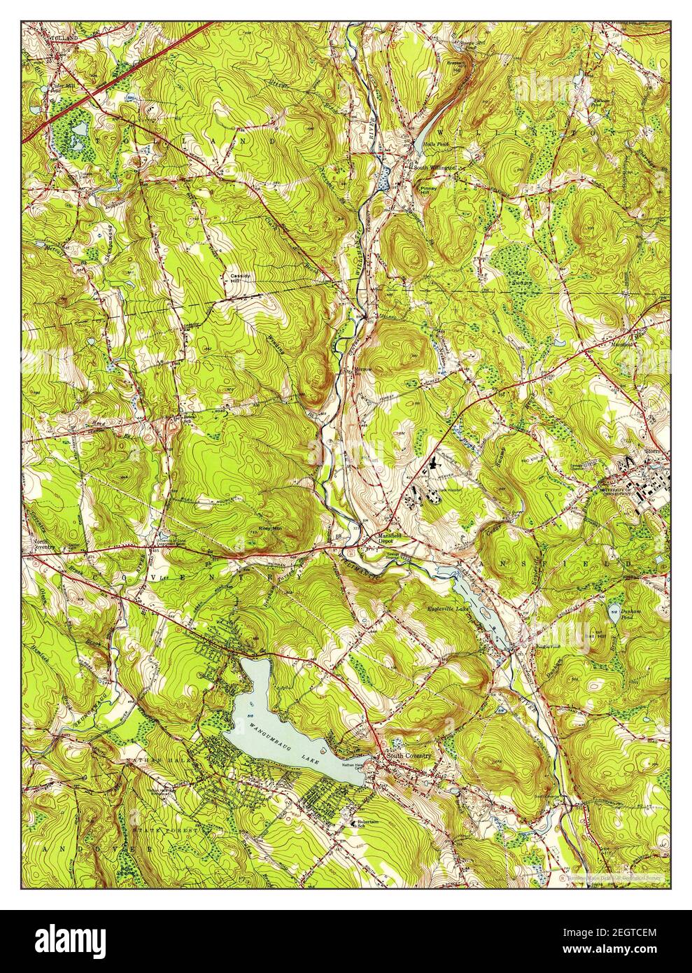 South Coventry, Connecticut, map 1953, 124000, United States of