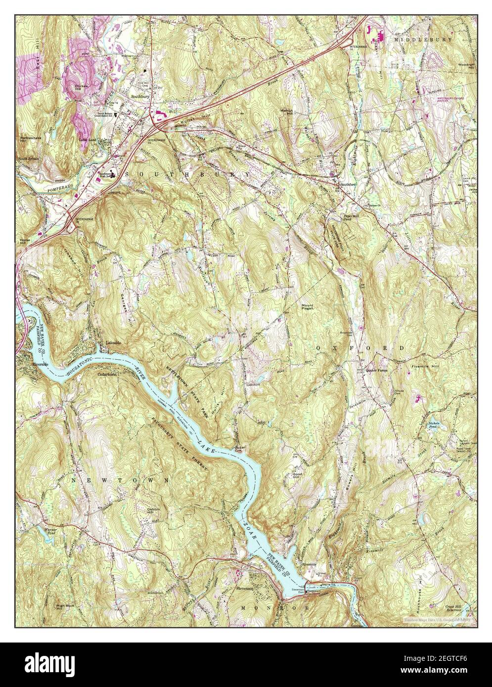 Southbury, Connecticut, map 1964, 124000, United States of America by