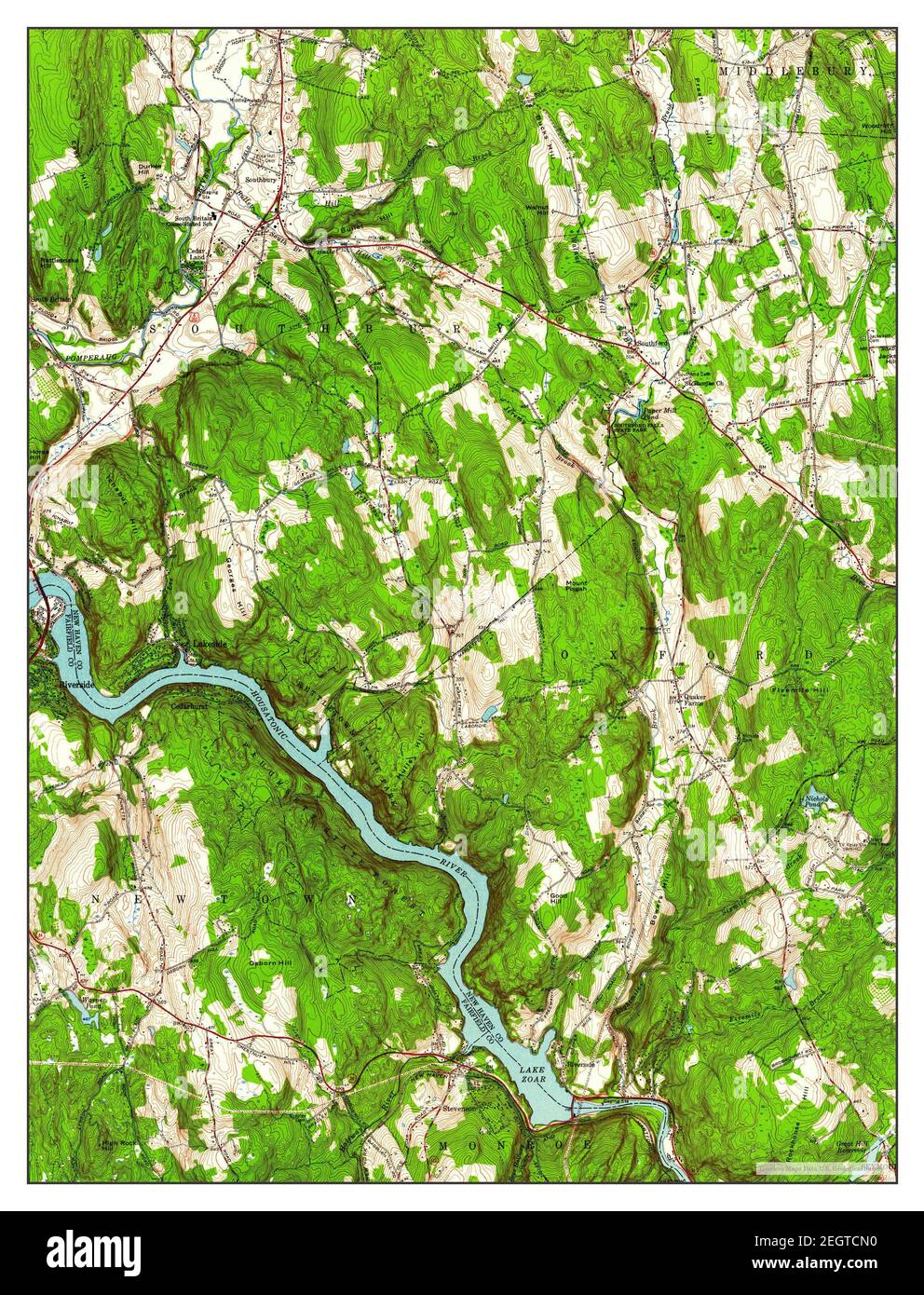 Southbury, Connecticut, map 1953, 124000, United States of America by