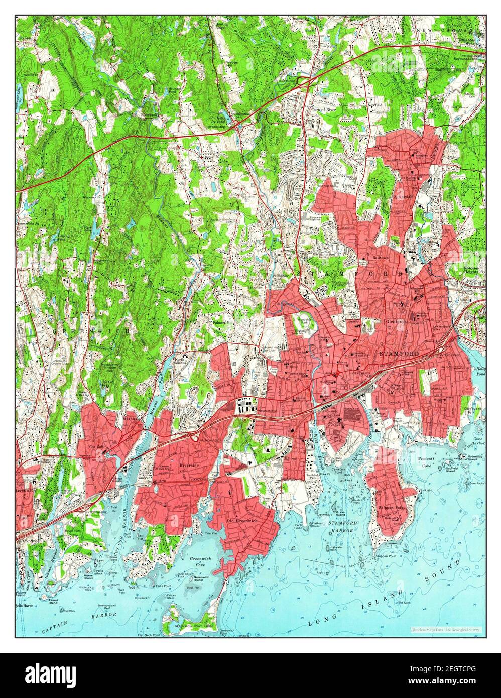 Stamford, Connecticut, map 1960, 124000, United States of America by