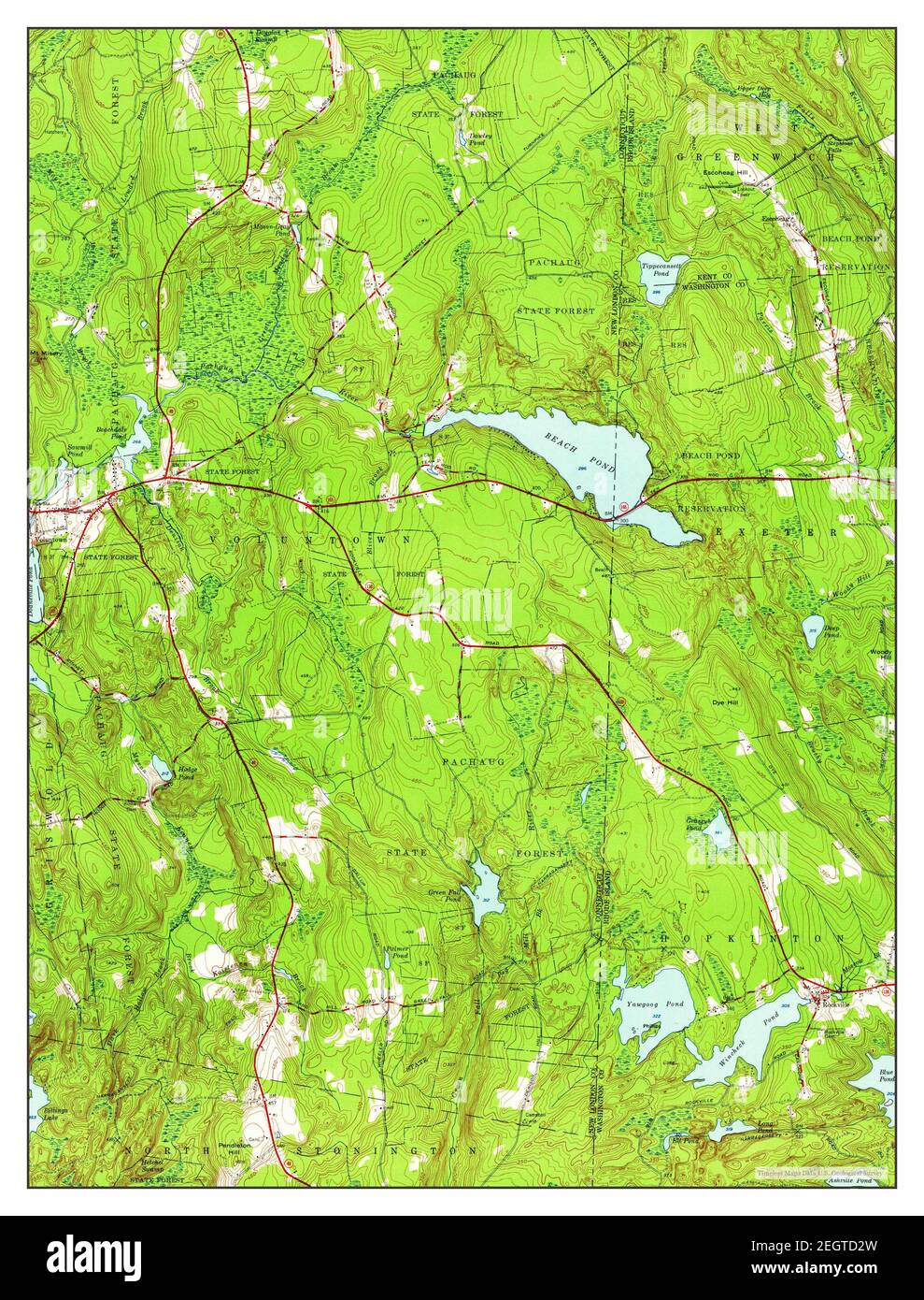 Voluntown, Connecticut, map 1953, 124000, United States of America by