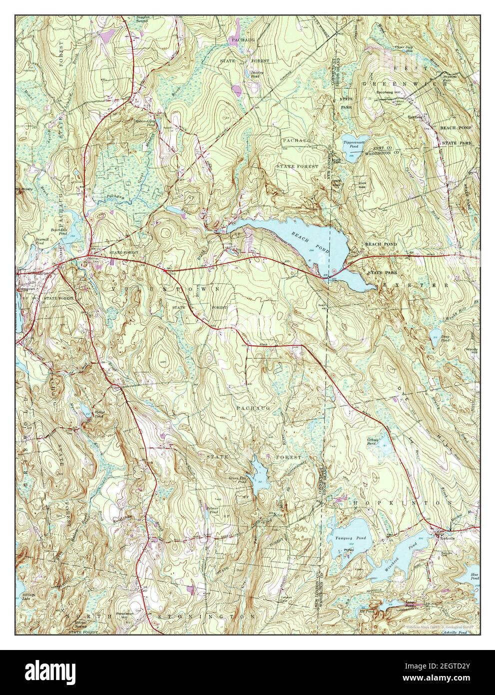 Voluntown, Connecticut, map 1953, 124000, United States of America by