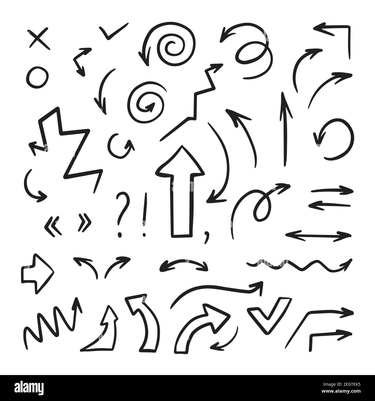 Set of hand drawn arrows. Stock vector illustration. Line outline ...
