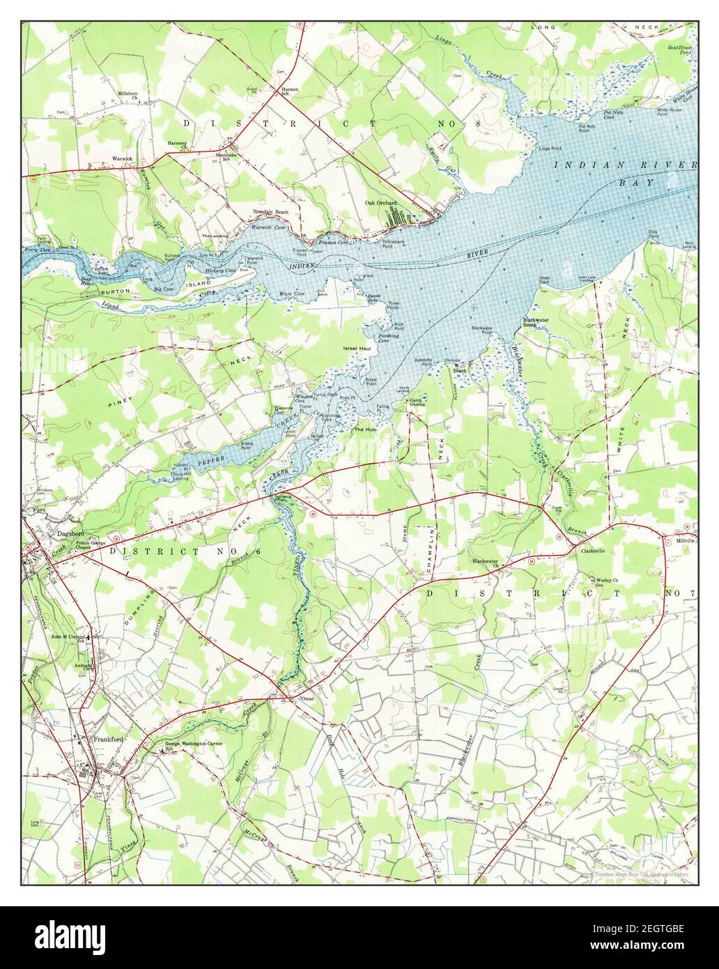 Frankford, Delaware, map 1955, 124000, United States of America by