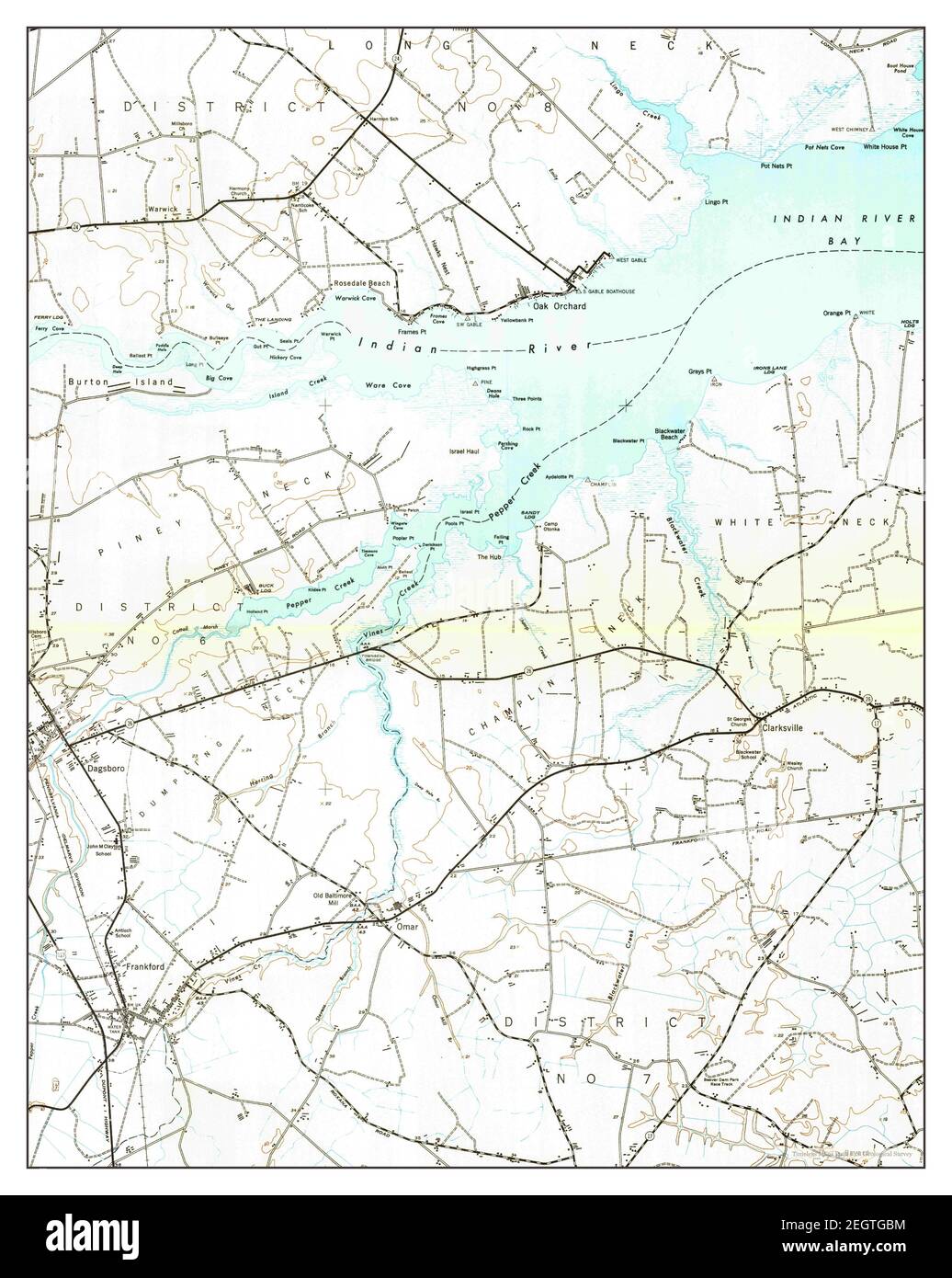 Frankford, Delaware, map 1948, 124000, United States of America by