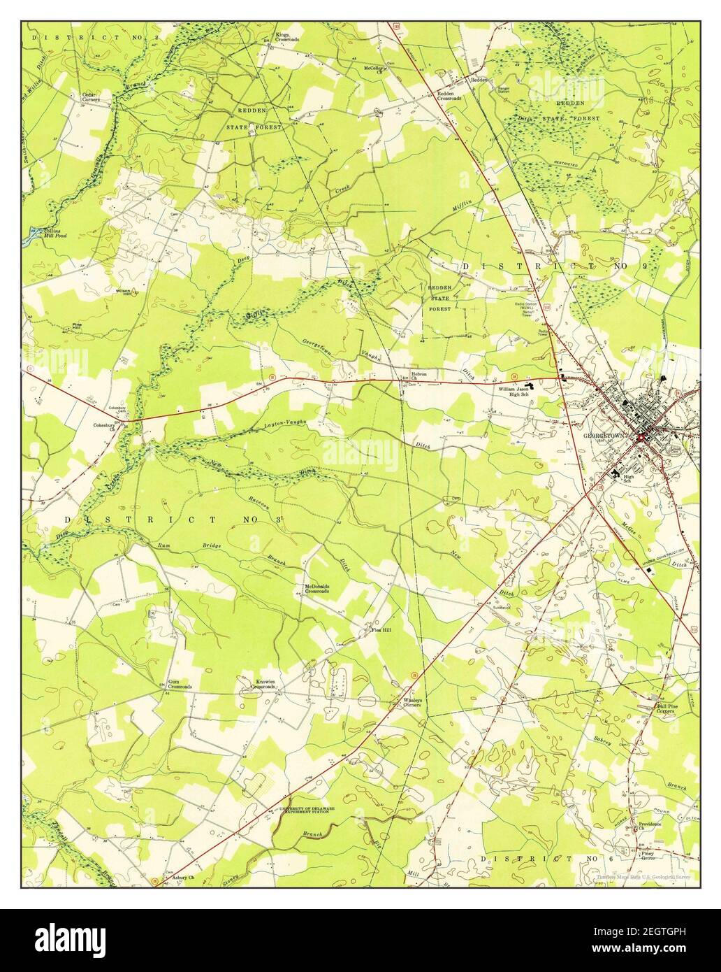 Delaware, map 1954, 124000, United States of America by