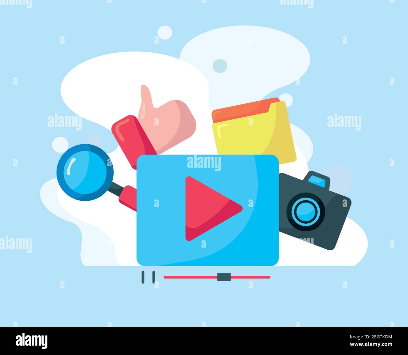 media player template and social media icons vector illustration design ...