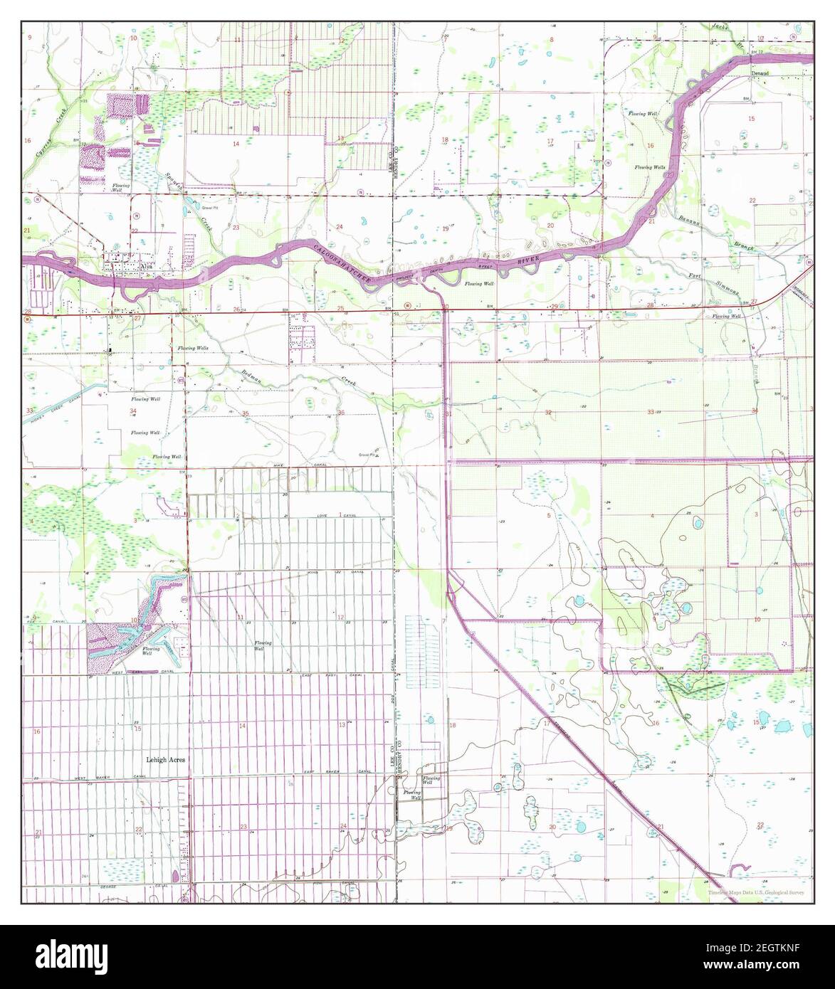 Alva, Florida, map 1958, 124000, United States of America by Timeless