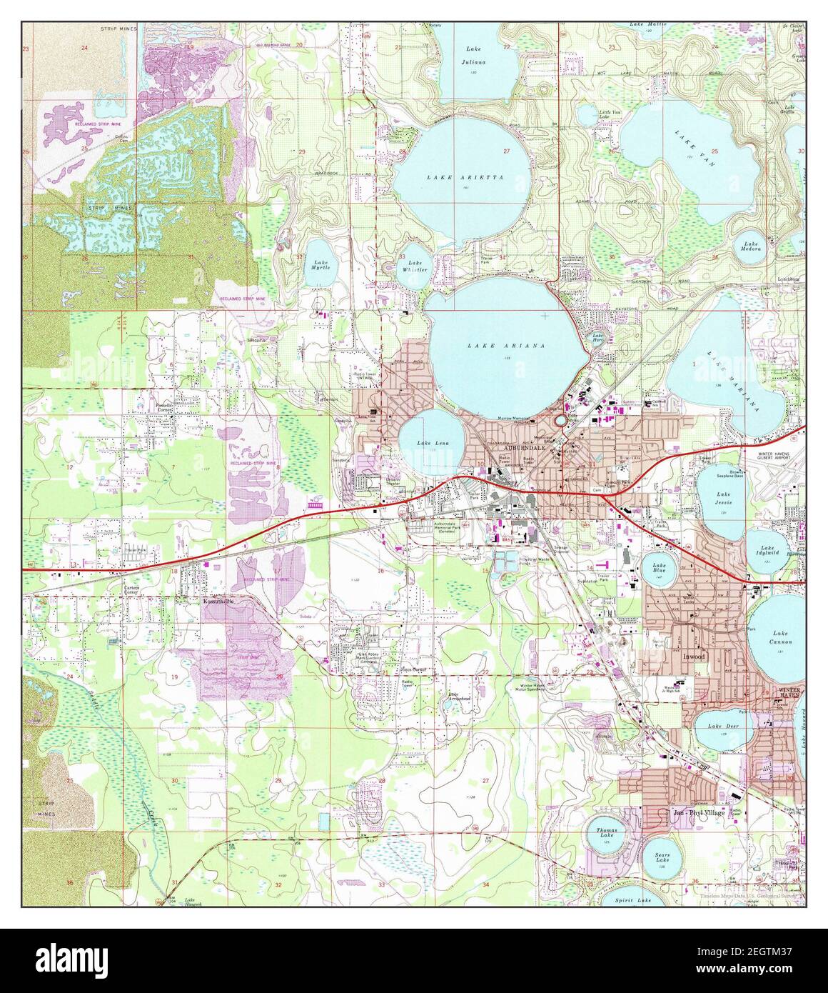 Auburndale, Florida, map 1975, 1:24000, United States of America by Timeless Maps, data U.S. Geological Survey Stock Photo
