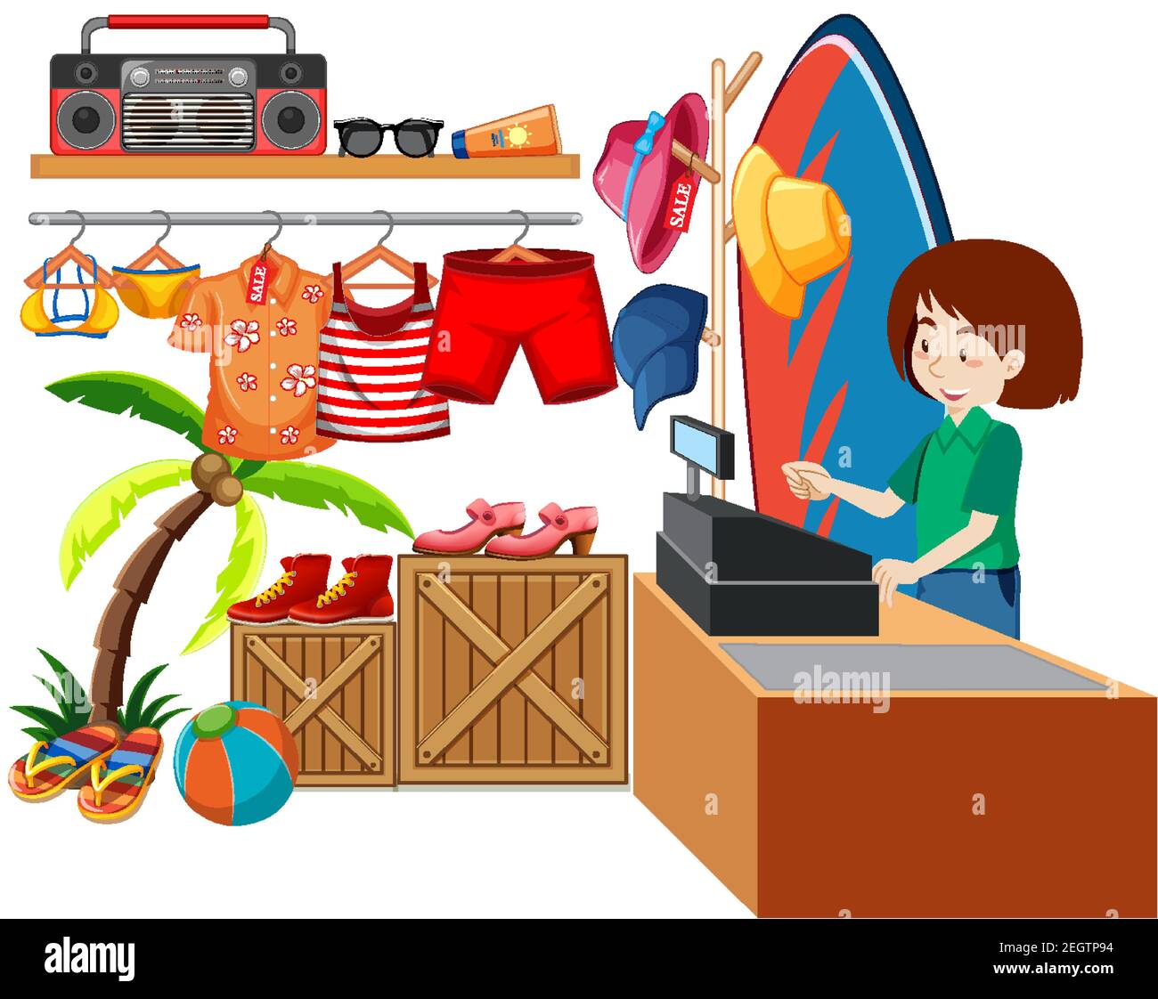 Interior design of cloth shop illustration Stock Vector Image & Art Alamy