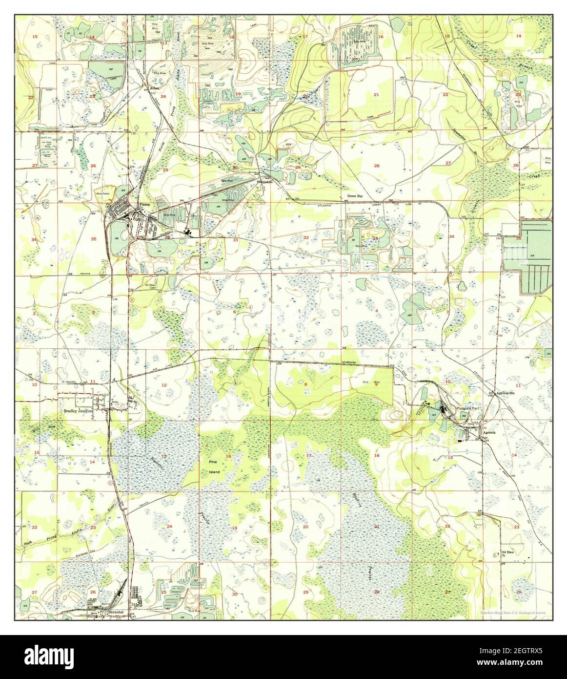 Bradley Junction, Florida, map 1950, 124000, United States of America