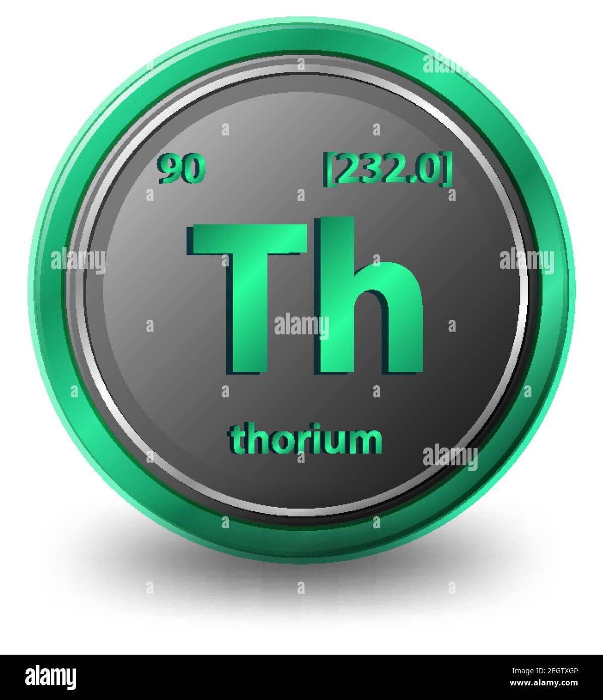 Thorium chemical element. Chemical symbol with atomic number and atomic mass. illustration Stock Vector